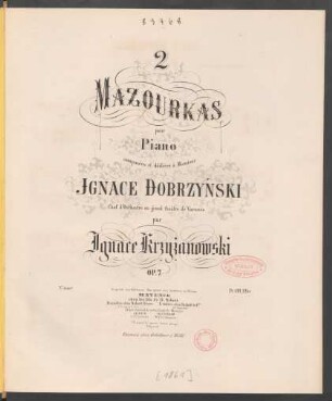 2 Mazourkas pour Piano : op. 7