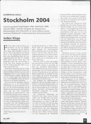 Olympische Spiele: Stockholm 2004