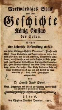 Merkwürdiges Stück aus der Geschichte König Gustav I.