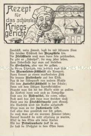 Postkarte zur Versorgungslage im Weltkrieg