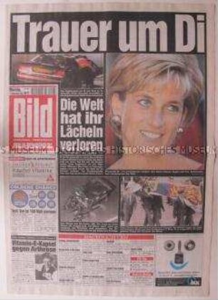 Illustrierte Tageszeitung "Bild" zum Tod von Lady Diana