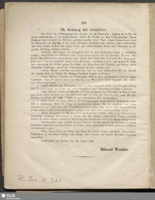 VII. Ordnung der Schulfeier