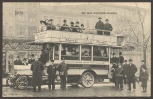 Ansichtskarte „Der neue Automobil-Omnibus“, Hallesches Tor