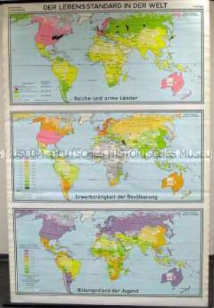 Schulwandkarte zum Lebensstandard in verschiedenen Regionen der Welt
