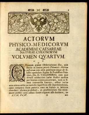 Actorum Physico-Medicorum Academiae Caesareae Naturae Curiosorum Volumen Quartum