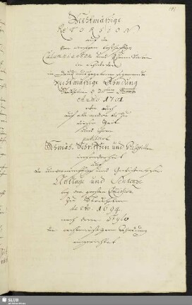 Rechtmäßige Retorsion auf die von einigen boßhafftigen Calumnianten und Ehren-Dieben in Schweden in Druck ausgegebene so genandte Rechtmäßige Ahndung Stockholm d. 20ten December Anno 1701.