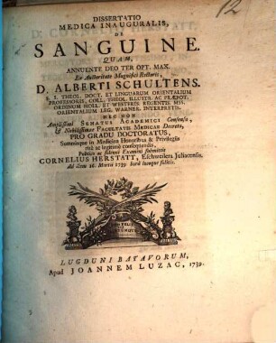 Diss. med. inaug. de sanguine