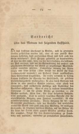 Vorbericht über das Metrum des folgenden Lustspiels
