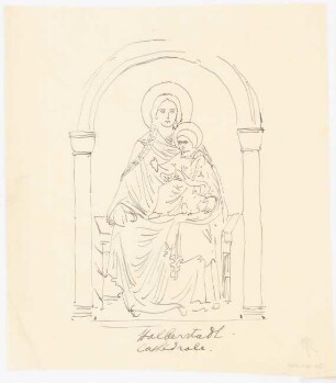 Maria, Liebfrauenkirche, Halberstadt: Skizze Maria, Chorschranke der Liebfrauenkirche