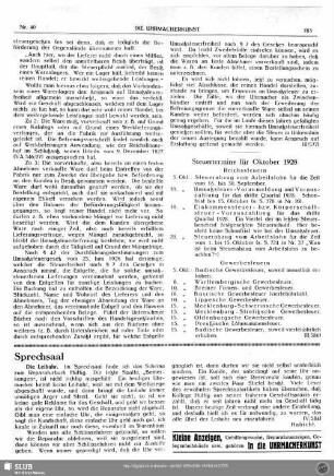 Steuertermine für Oktober 1928