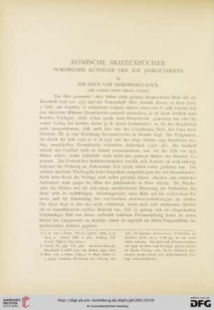 6: Römische Skizzenbücher nordischer Künstler des XVI. Jahrhunderts, 2, Ein Stich von Hiernoymus Kock (Die Sammlungen della Valle)