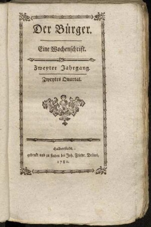 Zweyter Jahrgang. Zweytes Quartal.