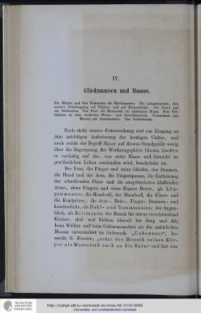 IV. Gliedmaassen und Maasse