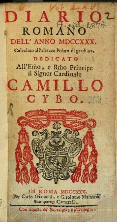 Diario Romano : per l'anno .... 1730
