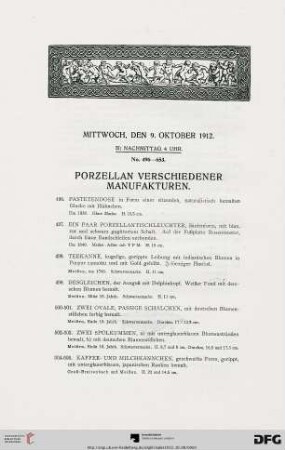 Porzellan verschiedener Manufakturen (Nr. 496-653)