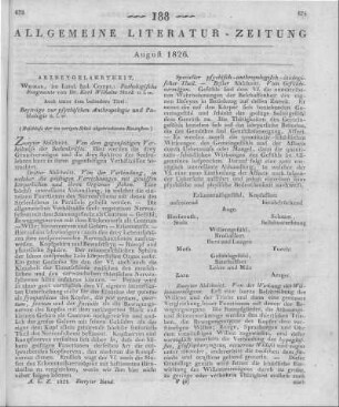 Stark, K. W.: Pathologische Fragmente. Bd. 1. Weimar: Landes-Industrie-Comptoir 1824 Auch u. d. T.: Beyträge zur psychischen Anthropologie und Pathologie (Beschluss der im vorigen Stück abgebrochenen Recension)