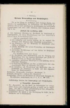 8. Abteilung. Private Armenpflege und Wohltätigkeit.