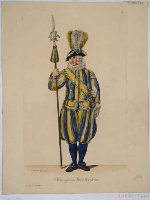 Ein Schweizer in Staatsuniform am kurfürstlichen Hof in Dresden, Blatt 3 aus der Folge von Kostümen in Sachsen bei Rittner 1803-1808