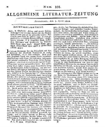 Aeltere und neuere Gesetze, Ordnungen und Circular-Befehle für das Fürstenthum Weimar und für die Jenaische Landes-Portion bis zum Ende des Jahres 1799. Bd. 1-3. In einem alphabetischen wörtlichen Auszug gebracht v. J. Schmidt. Jena: Göpferdt 1800-1801