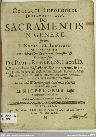 14: De sacramentis in genere