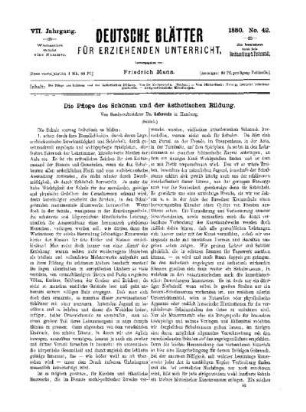 Die Pflege der schönen und der ästhetischen Bildung : (Schluss)