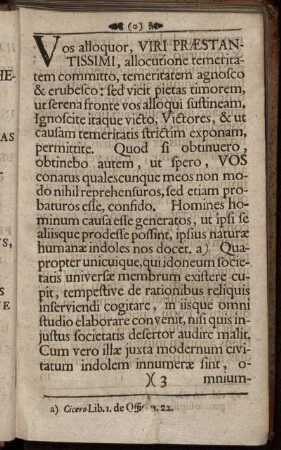 Vos alloquor, viri praestantissimi ...