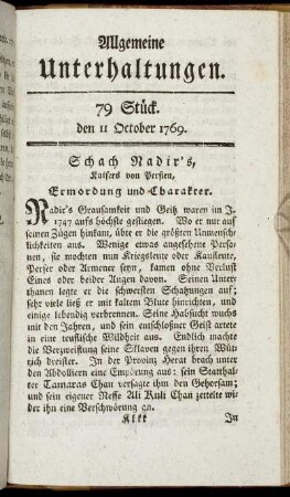 79 Stück. d. 11. October 1769.
