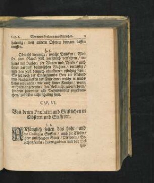 Cap. VI. Von denen Praelaten und Geistlichen in Clöstern und Stifftern.