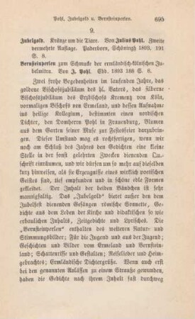 695-696 [Rezension] Pohl, Julius, Jubelgold