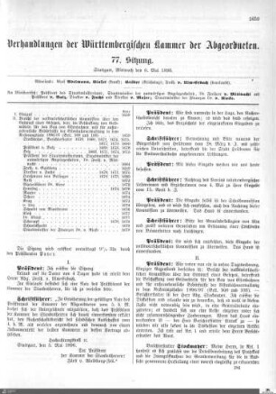 77. Sitzung, Stuttgart, 6.5.1896