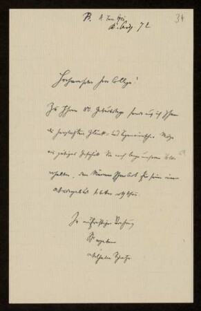 Brief von Unbekannt an Otto von Gierke, 11.1.1921