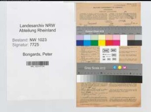 Entnazifizierung Peter Bongards , geb. 08.09.1922 (Kfz.Mechaniker)