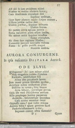 Aurora Consurgens. In ipsa nascentis Deiparae Aurora. Ode XLVII.