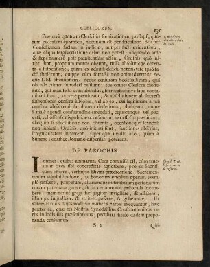 131-152, De Parochis; De Beneficiorum Collatione, ac Jure Patronatus; De Monasteriis Virorum