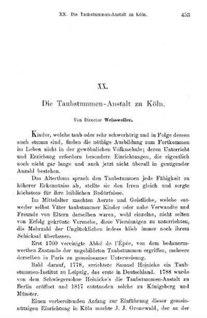 XX. Die Taubstummen-Anstalt zu Köln.