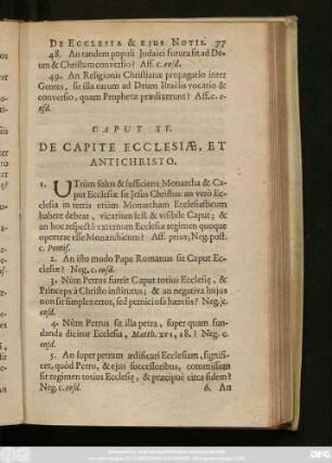 Caput XV. De Capite Ecclesiae, Et Antichristo.