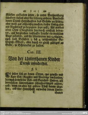Cap. III. Von der Unterthanen Kinder Dienste insonderheit