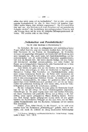 "Volkskultur und Persönlichkeit"