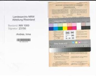 Entnazifizierung Irma Andres, geb. 27.01.1912 (Sekretaerin)