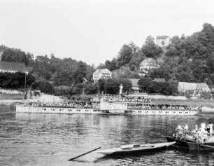 Rathen mit Dampfer Stadt Wehlen : Blick vom linken Elbufer