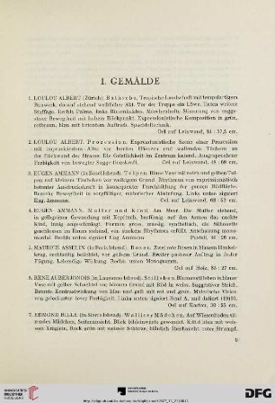 I. Gemälde (Nr. 1-83)