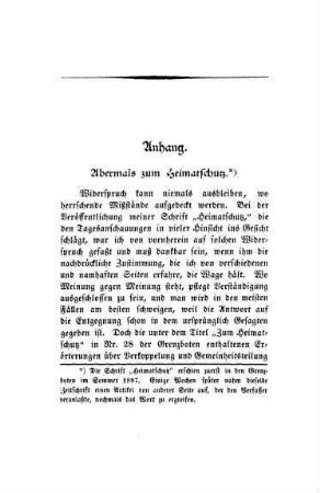 Anhang. Abermals zum Heimatschutz.