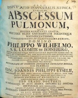 Disputatio Inauguralis Medica Exhibens Abscessum Pulmonum