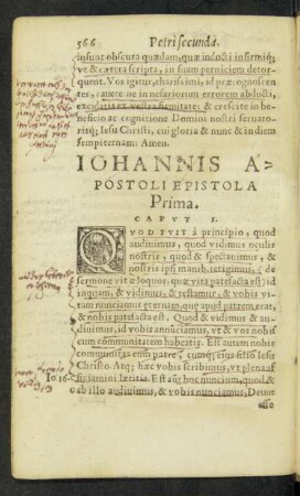 Iohannis Apostoli Epistola Prima.