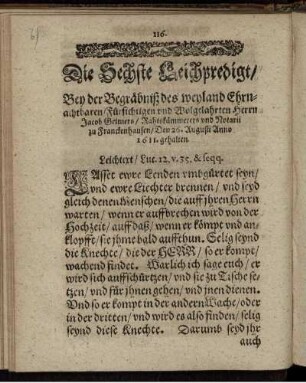 Die Sechste Leichpredigt