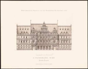 Hervorragende Projekte für den Hamburger Rathausbau 1876: Vorderansicht