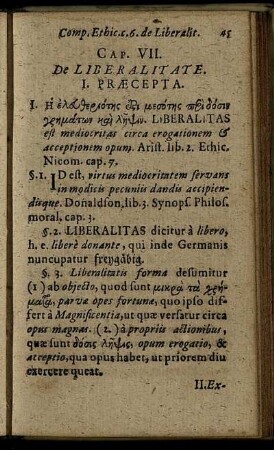 Cap. VII. De Liberalitate.
