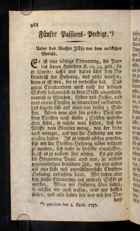 968-981, Fuenfte Passions-Predigt