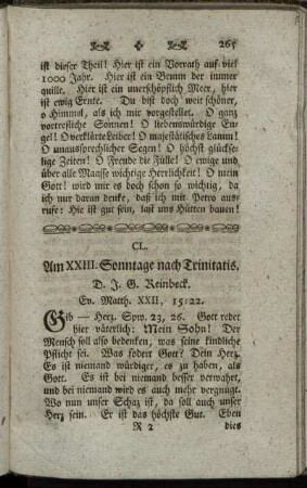 CL. Am XXIII. Sonntage nach Trinitatis. Ev. Matth.XXII, 15-22.
