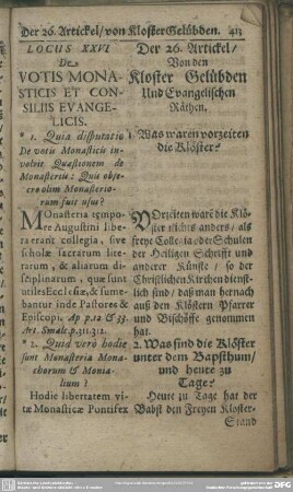 Locus XXVI. De Votis Monasticis Et Consiliis Evangelicis